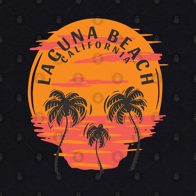 Laguna Beach California Sunset Skull and Palm Trees by Eureka Shirts